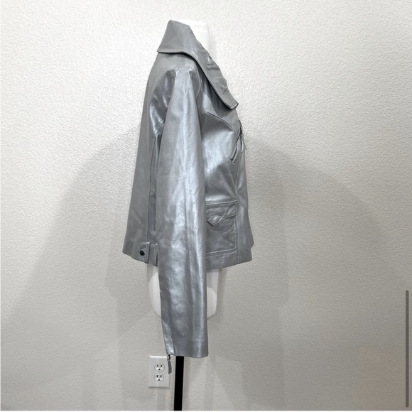 MixIt Silver Leather Moto Jacket Large Y2K - Picture 7 of 13